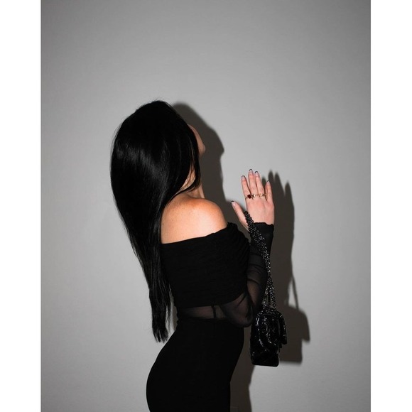 Commense Overfold Off-Shoulder Mesh Long Sleeve Long Dress Size XL - Picture 8 of 9